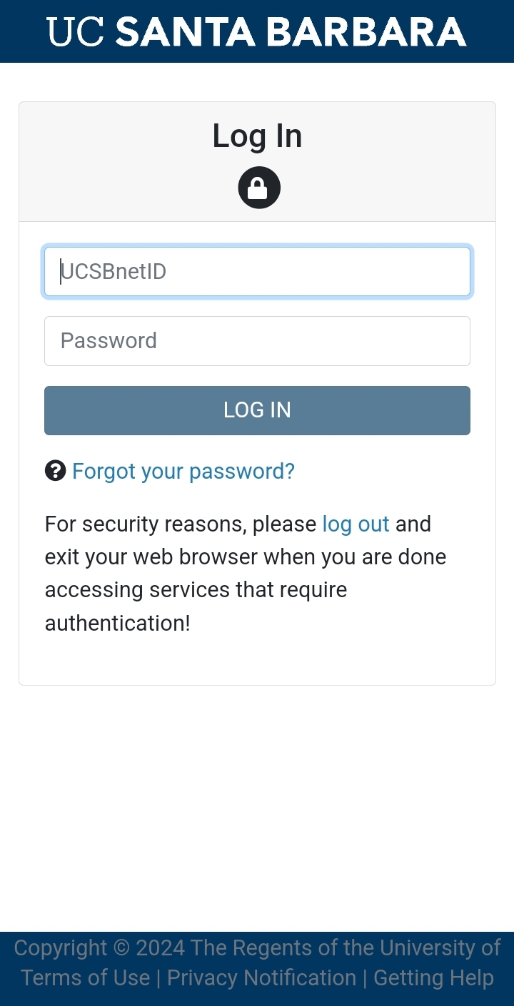 Android SSO login page